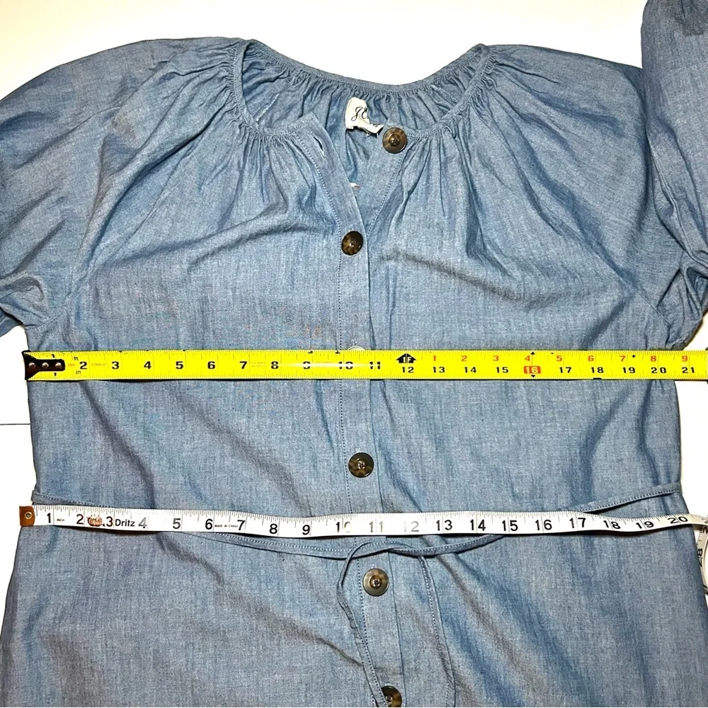 🌸NWT J. Crew Button Down Chambray Dress. Tie Waist. Size: Petite Medium - Picture 11 of 16